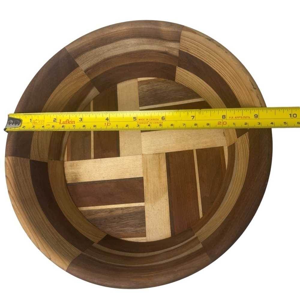 Segmented Hand-Turned Exotic Wood Bowl Geometric Pattern Food-Safe Signed VF 13? - Picture 7 of 8